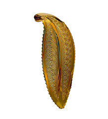Leaf Feather Hinged Scarf Clip Ring 3.75″ Long Gold Tone Retro Estate Accessory