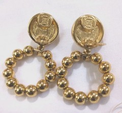 Vintage GIVENCHY Large Crystal Gold Tone Beaded Drop Earrings