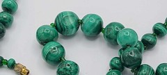 Vintage Malachite Gemstone Necklace 20.5” Long with Clasp