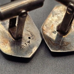 VTG Siam Sterling Silver Niello Cufflinks .75in Thai Dancer Signed Willy Co
