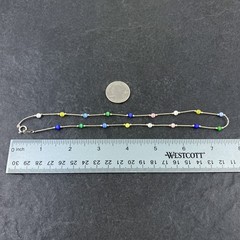 Colorful Cat’s Eye Bead Necklace | Vintage Sterling Silver 925 | 15.75”