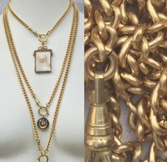 Chunky Curb Chain Charm Holder Necklace in Gold tones Pocket Watch Chain Lanyard