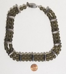 Vintage Marina & Susana Sent Murano Glass Smoky Gray Beaded Double Row Necklace