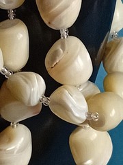 Vtg Balamuti Mother of Pearl Beaded Necklace &Small Spacer Beads 60g Pink Swirls