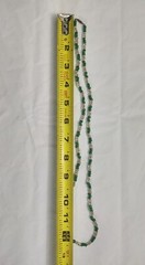Vtg Hand Beaded Necklace Green Clear Beads Silver Tone Closure Costume Jewelry