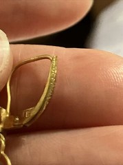 Vintage Gold Precious Metal W Germany Open Heart Pearl Dingle Earrings Signed FB