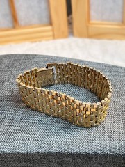 Vtg Gold Toned Link Bracelet Made in Hong Kong 7.5″L