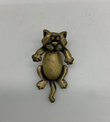 Vintage 1960s SIGNED JJ Jonette 3D CAT moveable head BROOCH PIN