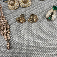 Vintage Rhinestone Earring Lot 11 Pair Dangle Leaves Crystal Monet Roman