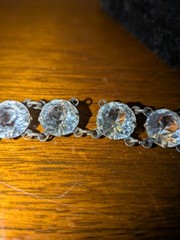 Vtg Art Deco Sterling Silver Clear Paste Riviere Choker Necklace 15″ Pristine