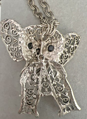 🐘Juliana D&E Lucky Elephant Puppet Necklace – Vtg Silver Filigree Book Piece