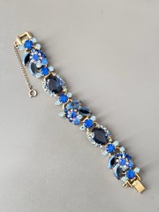 Vintage Verified JULIANA D&E Blue Two Toned Brooch/Pendant Bracelet Earring Set