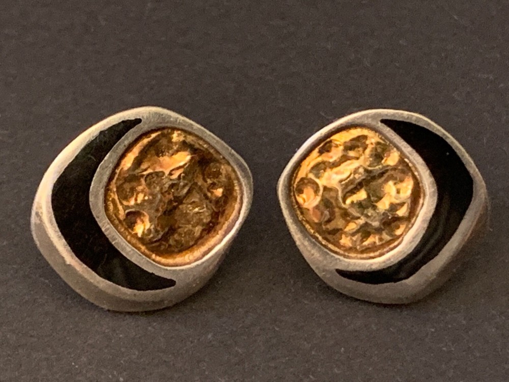 Ronjon Bloch Womens Vintage Earring Pair Set 14Kt Gold 925 Sterling Silver