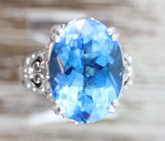 LONDON BLUE TOPAZ DESIGNER GEMSTONE STERLING SILVER 925 RING SZ 6 LUXURY