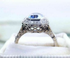 Art Deco 3.60 Ct Natural Sapphire Vintage Engagement Ring 925 Sterling Silver