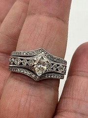 Vintage Style Milgrain Wedding Ring 2.2 Ct Simulated Diamond 14k White Gold Over