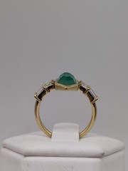 Vintage ES Simulated Emerald And Diamond Gold Over Sterling Silver Ring Size 7