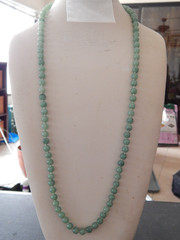 Vintage 30” TRIFARI Faux Jade Green Hand Knotted Acrylic Bead Necklace