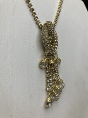 Rhinestone Necklace Crystal Waterfall VTG Beaded Statement 1960s 15.5in Stunning