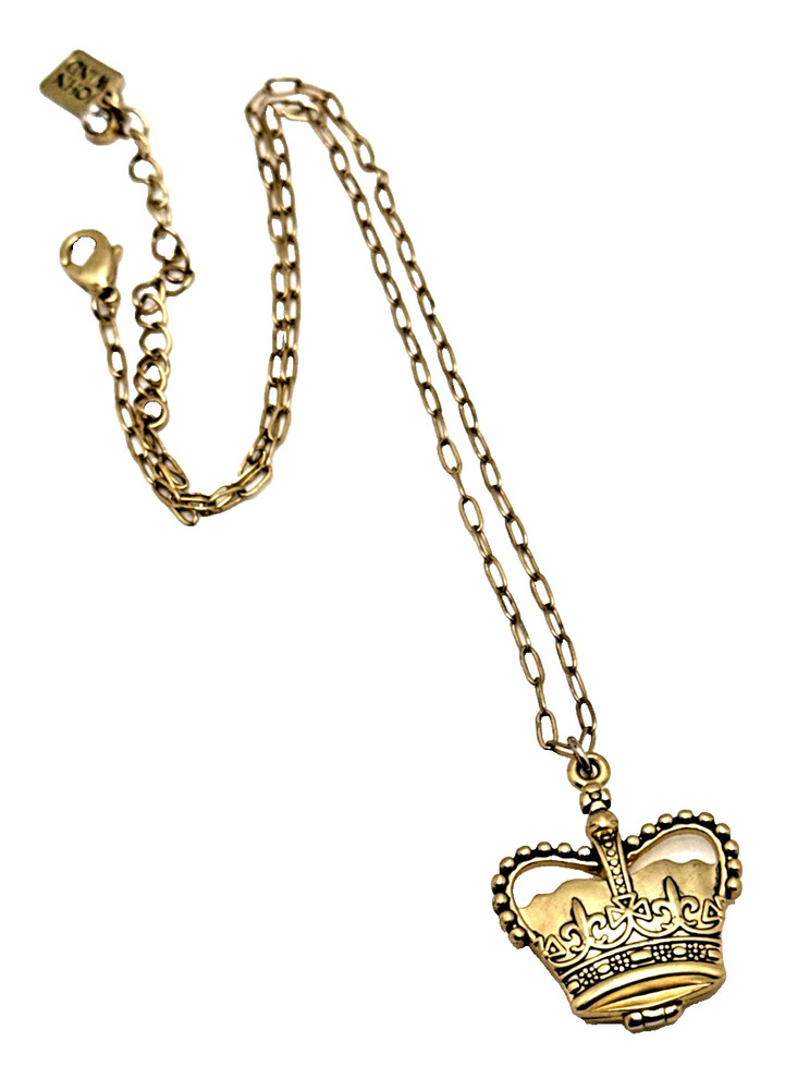 Vintage Maximal Art John Wind Crown Locket Necklace Gold Tone Signed 16″-18″