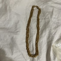 Vintage Gold and Silver Mesh Chain Necklace 6 Strand, 17+3 Inches