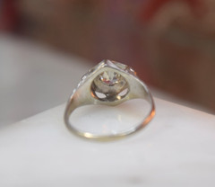 Antique Art Deco 18K white gold Belais .35 ct diamond ring sz 4