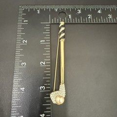 Vintage Retired SWAROVSKI Swan Signed Pave Crystal Faux Pearl Golf Club Brooch