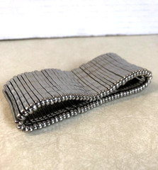 Stretch Bangle Bracelet Silver Tone Metal expandable 6 row large wide