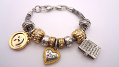 Fabulous Brighton Holy Bible, I Love You & Wink Smiley Sliding Charm Bracelet
