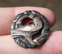 Antique Georg Jensen 830 Silver Denmark Peace Dove Pin 3.7g Early Design .75 In