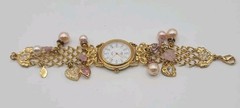 Vintage RARE Signed Kirks Folly Goldtone Blushing Heart Watch 1994 7.5″