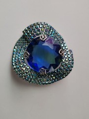 1950’s Mid Century Pin Cobalt Blue Glass Stone Layered Aurora Borealis