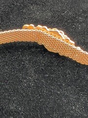 Vtg Gold Tone Mesh Buckle Bracelet Tiger’s Eye Cabochon Victorian Revival 1960s