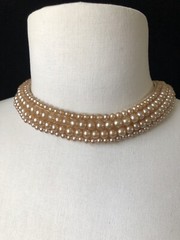 VTG Faux Pearl Beaded Necklace /Collars (4) Japan 1 Bar & Beards Top Hit Fashion