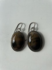 Vintage Jasper Sterling Silver Earrings with Fish Hook Closing; Made In USSR