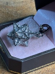 Vtg Y2K Juicy Couture 3-D PAVE STAR CRYSTAL Dangle Charm bracelet bag purse tote