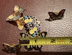 Lot Of 6 Vintage Metal With Enamel Butterfly Brooches In Various Colors