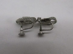 Vintage Ann Lee Sterling Silver Rhinestone Screw Back Earrings .75 x .5″ #813