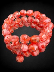 Vintage Red Pink Givre Czech Glass Bead Necklace Wrap Coil Bracelet Set 31.5”