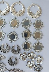 Lot Vtg Art Nouveau Art Deco Filigree Stampings Brass Silver Jewelry Supplies