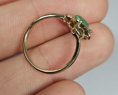 Vintage 14K Yellow Gold Jade & Diamond Ring Signed FJG35 14K Sz 6 2.37g