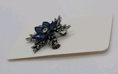 Vintage Blue Crystal Snowflake Brooch Pin – Sapphire Flower Silver Rhinestone