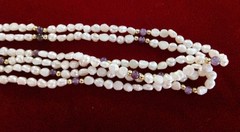 5pc Necklace Lot Enamel Acrylic Metal Rice Pearls Multi Strand Pastel Art Beads