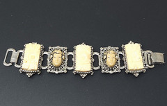 Vintage Selro Selini Asian Face Silver tone Bracelet 7″