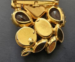 Vtg JULIANA D&E Cluster Faceted Multicolor Rhinestone Brooch & Clip-On Earrings