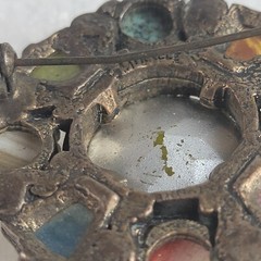 Vintage MIRACLE Multicolor Pebble Style Brooch Large 45mm Art Glass Statement