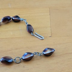 Vintage 1960s Banded Agate Sardonyx Bead Necklace Knotted 18in 28g