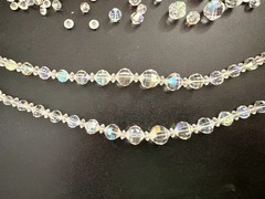VTG 3 Strand Crystal Bead Necklace 1950s Iridescent Middle Strand Needs Repair