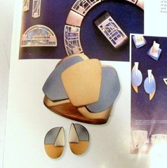VTG RUNWAY DECO MONET “ALL THAT JAZZ” METALLIC BLUE GP NECKLACE EARRINGS ’85