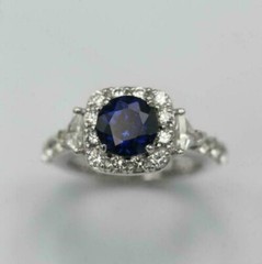 2Ct Round Cut Sapphire Lab Created Diamond Engagement & Wedding 925 Silver Ring